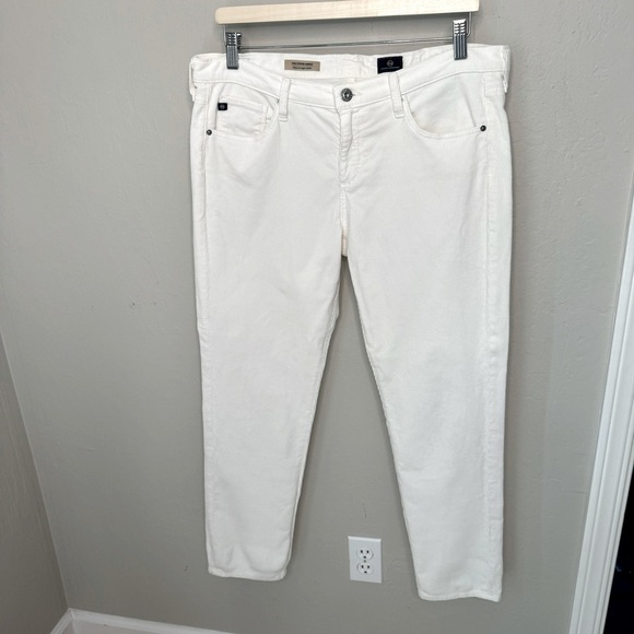 AG The Stevie Slim Straight Ankle Jeans Corduroy Cords Creme Ivory Stretch Sz 32 - Picture 2 of 16